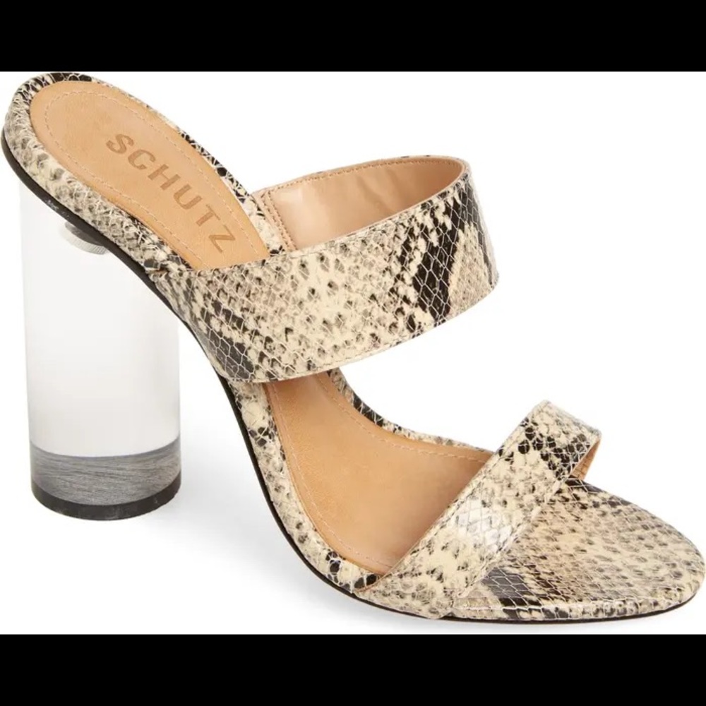 SCHUTZ Veridiana Transparent Column Heel Sandal 8